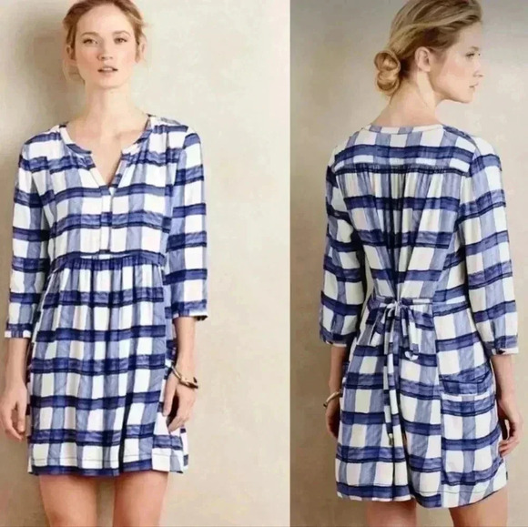 Maeve Anthropologie Devery Plaid Mini Belted Dress Small Women's - Picture 1 of 15